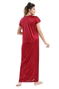 Be You Solid Women Satin Nighty with Robe (Maroon, Free Size)-thumb1