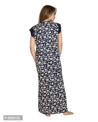 Lovira Women's Satin Printed Maxi Night Gown(BU-GOWN-194_Dark Blue_Free Size)-thumb4