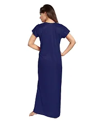 Be You Satin Plain Women Nightgown/Nighty/Nightwear Navy Blue-thumb1