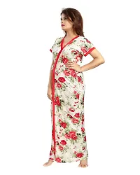 Be You Fashion Serena Satin Red Floral Printed Nightgown for Women-thumb1