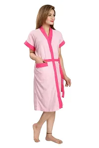 Be You Fashion Women Terry Cotton Pink Two-Tone Bath Robe-thumb1