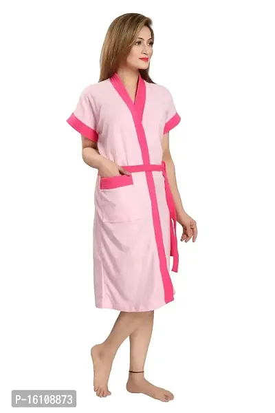 Be You Fashion Women Terry Cotton Pink Two-Tone Bath Robe-thumb2