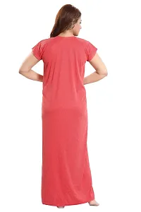 Be You Women's Cotton Striped Maxi Maternity/Nursing/Feeding Nighty (BUF-GOWN-1489_Red_Free Size)-thumb1