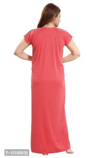 Be You Women's Cotton Striped Maxi Maternity/Nursing/Feeding Nighty (BUF-GOWN-1489_Red_Free Size)-thumb2