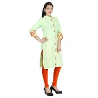 Be You Cotton Light Green Solid Stitched Straight Kurti/Kurta-thumb3