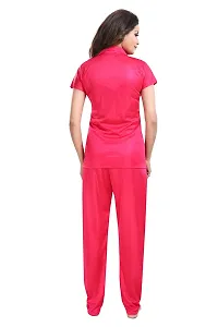 Be You Women Satin Shirt  Pyjama Night Suit (Pink)-thumb1