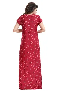 Be You Women's Satin Floral Maxi Maternity Nighty (BUF-GOWN-1773_Maroon)-thumb1