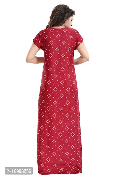 Be You Women's Satin Floral Maxi Maternity Nighty (BUF-GOWN-1773_Maroon)-thumb2