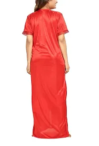 Be You Women's Solid Nighty with Robe (BUF-NIGHTY-894, Red, Free Size)-thumb4