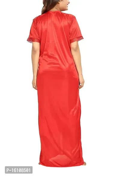 Be You Women's Solid Nighty with Robe (BUF-NIGHTY-894, Red, Free Size)-thumb5