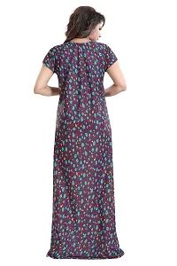 Be You Women's Satin Floral Maxi Maternity Nighty (BUF-GOWN-1762_Purple)-thumb1