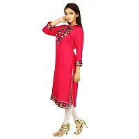 Be You Cotton Red Embroidered Straight Kurta/Kurti-thumb1