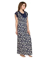 Lovira Women's Satin Printed Maxi Night Gown(BU-GOWN-194_Dark Blue_Free Size)-thumb1