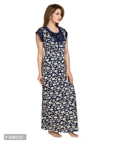 Lovira Women's Satin Printed Maxi Night Gown(BU-GOWN-194_Dark Blue_Free Size)-thumb2