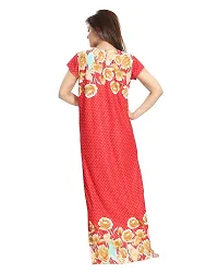Lovira Women's Serena Satin Floral Printed Full Length Maternity Gowns (Red , Free Size )-thumb1