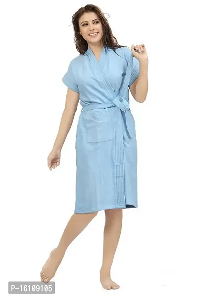 Be You Fashion Light Blue Cotton Bathrobe-thumb0