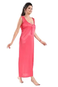 Be You Solid Women Satin Nighty with Robe (Light Pink, Free Size)-thumb4