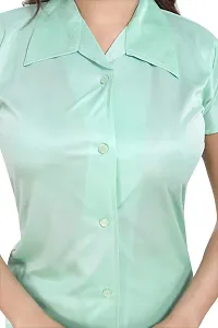 Be You Women Satin Shirt  Pyjama Night Suit (Mint Green)-thumb4