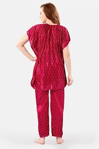 Be You Polka Dots Satin Kaftan Night Suit for Women, Pink - Free Size-thumb1