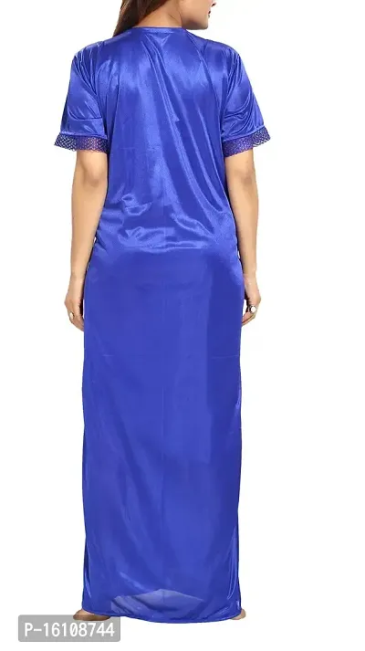 Be You Women's Satin Solid Nighty with Robe (BUF-NIGHTY-896, Blue, Free Size)-thumb5