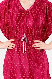 Be You Polka Dots Satin Kaftan Night Suit for Women, Pink - Free Size-thumb4