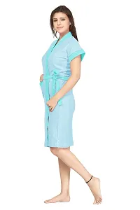 Be You Multicolor Two-Tone Cotton Women Bath Robe Sky Blue-thumb2