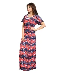 Be You Serena Satin Red Graphic Print Women Nightgown-thumb3