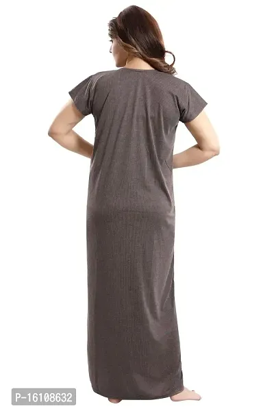 Be You Striped Cotton Maternity Gown/Feeding Gown for Women, Chocolate Brown - L-thumb2