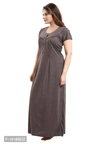 Be You Striped Cotton Maternity Gown/Feeding Gown for Women, Chocolate Brown - L-thumb5