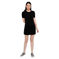 Lovira Cotton Women T-Shirt Dress (Black/Size-L)-thumb3