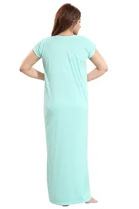 Be You Women's Cotton Striped Maxi Maternity/Nursing/Feeding Nighty (BUF-GOWN-1488_Light Green_Free Size)-thumb1