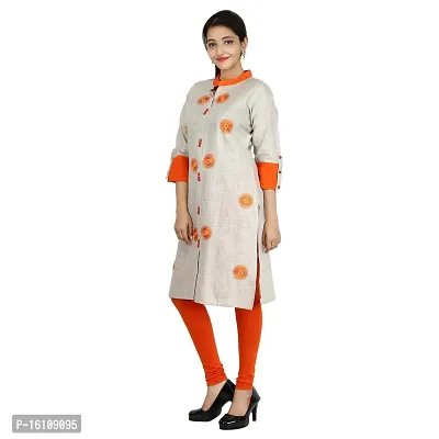 Be You Cotton Multi Floral Embroidered Stitched Straight Kurti/Kurta-thumb3