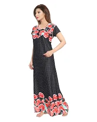 Lovira Women's Satin Floral Maxi Night Gown (LVR-GOWN-953_Black_Free Size)-thumb4