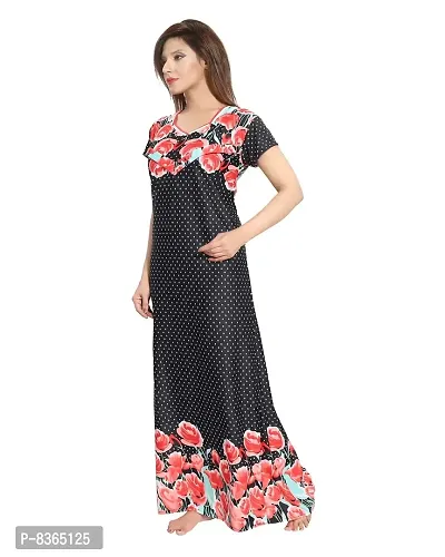 Lovira Women's Satin Floral Maxi Night Gown (LVR-GOWN-953_Black_Free Size)-thumb5