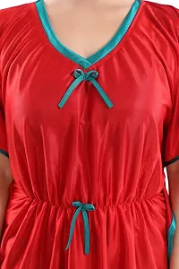 Be You Kaftan Women Satin Nighty/Night Gowns (Red, Free Size)-thumb4