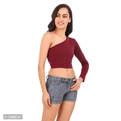 Be You Cotton Women One Shoulder Crop Top-thumb4