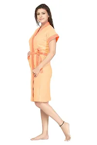 Be You Multicolor Two-Tone Cotton Women Bath Robe Light Peach-thumb2