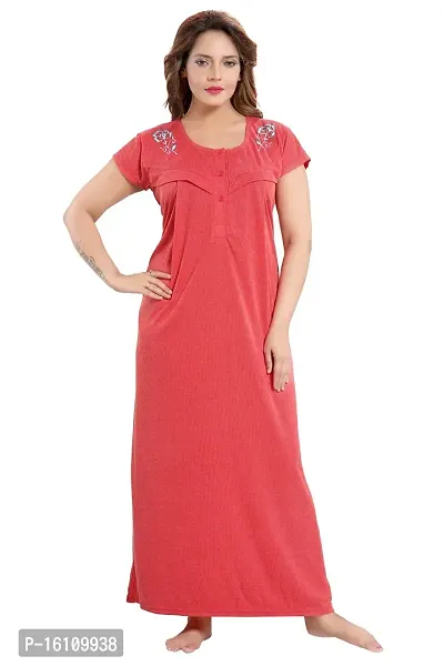 Be You Women's Cotton Striped Maxi Maternity/Nursing/Feeding Nighty (BUF-GOWN-1489_Red_Free Size)-thumb5