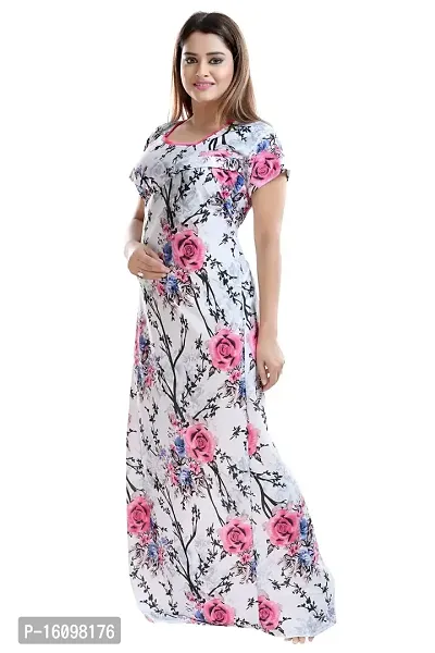 Be You Sarina Satin Women Maternity Nighty for Feeding (Pink, Free Size)-thumb4