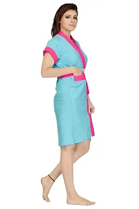 Be You Light Blue-Pink Terry Cotton Two-Tone Women Bath Robe-thumb2