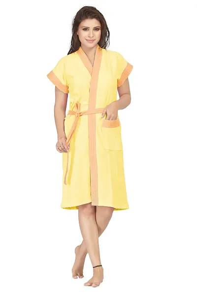 Be You Multicolor Two-Tone Cotton Women Bath Robe