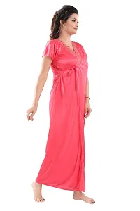 Be You Solid Women Satin Nighty with Robe (Light Pink, Free Size)-thumb2