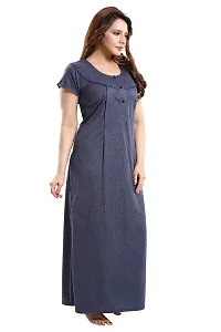 Be You Striped Cotton Maternity Gown/Feeding Gown for Women, Blue - L-thumb4