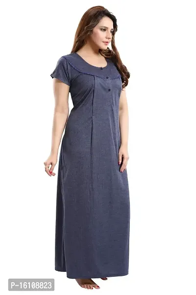 Be You Striped Cotton Maternity Gown/Feeding Gown for Women, Blue - L-thumb5