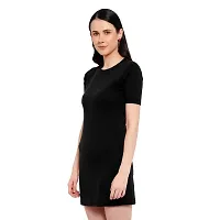 Lovira Cotton Women T-Shirt Dress (Black/Size-L)-thumb2