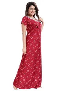 Be You Women's Satin Floral Maxi Maternity Nighty (BUF-GOWN-1773_Maroon)-thumb3