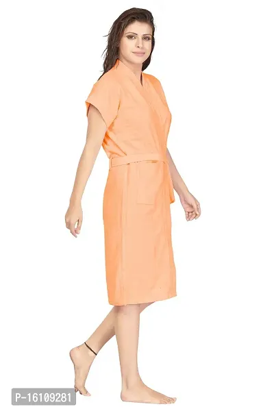 Be You Terry Cotton Plain Women Bath Robe Peach-thumb4