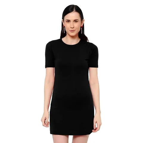 Lovira Women T-Shirt Dress (Black/Size-L)