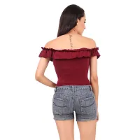 Be You Cotton Women Ruffled Off Shoulder Crop Top-thumb2