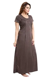 Be You Striped Cotton Maternity Gown/Feeding Gown for Women, Chocolate Brown - L-thumb3